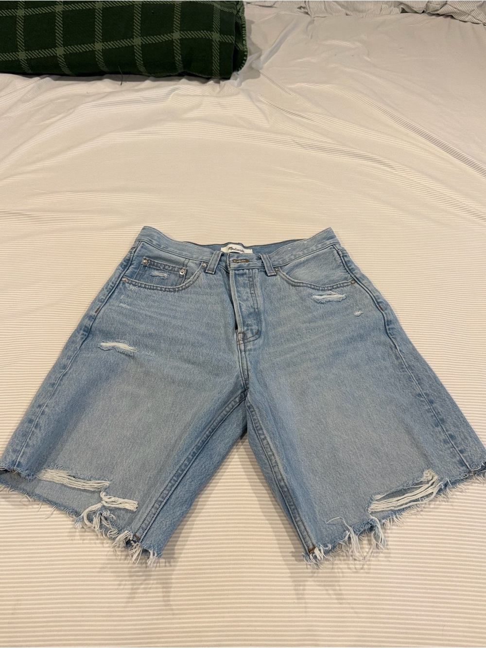 Madewell Light Blue Distressed Denim Cutoff Shorts
